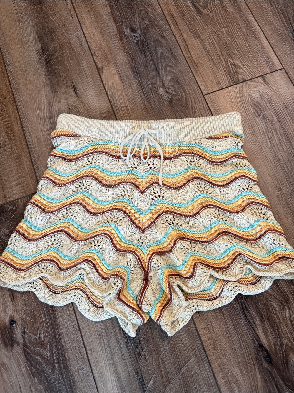 NWT L*Space Crochet Knit Beach Shorts Cover-Up | Size M | Rainbow Stripe